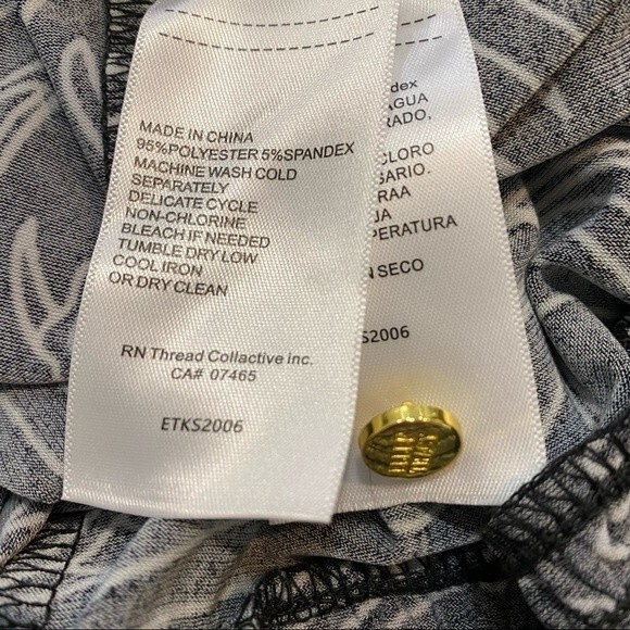 Ellen Tracy Floral Abstract Black White Pattern Sleeveless Rouche Sexy Size S - Picture 9 of 11